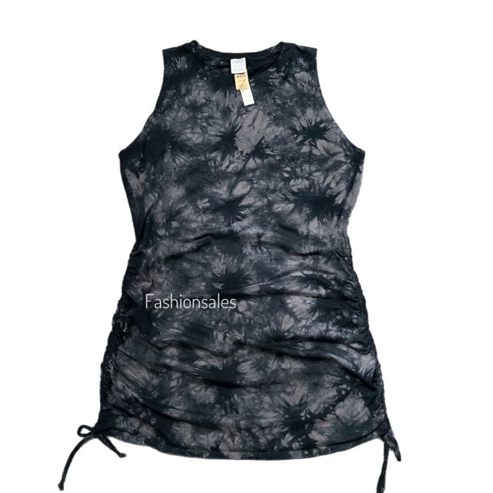 Victorias Secret Pink Ruched Sides Sleeveless Dress black Tie Dye XXL